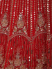 Crimson Red Heavy Sequins and Beads Embroidered Design Net Gown with Dupatta