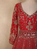 Crimson Red Heavy Sequins and Beads Embroidered Design Net Gown with Dupatta