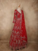 Crimson Red Heavy Sequins and Beads Embroidered Design Net Gown with Dupatta