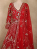 Crimson Red Heavy Sequins and Beads Embroidered Design Net Gown with Dupatta