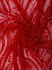 Crimson Red Heavy Sequins and Beads Embroidered Design Net Party Wear Saree with Matching Blouse