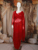 Crimson Red Heavy Sequins and Beads Embroidered Design Net Party Wear Saree with Matching Blouse