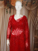 Crimson Red Heavy Sequins and Beads Embroidered Design Net Party Wear Saree with Matching Blouse