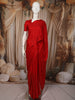 Crimson Red Heavy Stone Embellished Design Satin Party Wear Saree with Stone Work Border