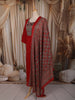 Crimson Red Kalamkari Printed Design Cotton Straight Cut Salwar Suit with Dupatta