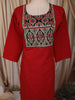 Crimson Red Kalamkari Printed Design Cotton Straight Cut Salwar Suit with Dupatta