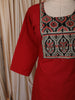 Crimson Red Kalamkari Printed Design Cotton Straight Cut Salwar Suit with Dupatta