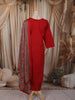 Crimson Red Kalamkari Printed Design Cotton Straight Cut Salwar Suit with Dupatta