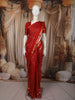 Crimson Red Mini Checked Zari Woven Design Pure Kanchipuram Silk Saree with Double Zari Border