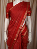 Crimson Red Mini Checked Zari Woven Design Pure Kanchipuram Silk Saree with Double Zari Border
