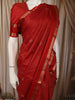 Crimson Red Mini Checked Zari Woven Design Pure Kanchipuram Silk Saree with Double Zari Border