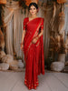 Crimson Red Mini Checked Zari Woven Design Pure Kanchipuram Silk Saree with Double Zari Border