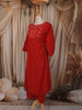 Crimson Red Paisley Thread Embroidered Design Cotton Salwar Suit
