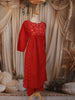 Crimson Red Paisley Thread Embroidered Design Cotton Salwar Suit