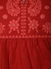 Crimson Red Paisley Thread Embroidered Design Cotton Salwar Suit
