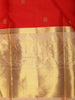 Crimson Red Peacock Butta Zari Woven Design Pure Kanchipuram Silk Saree with Contrast Zari Border