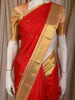 Crimson Red Peacock Butta Zari Woven Design Pure Kanchipuram Silk Saree with Contrast Zari Border
