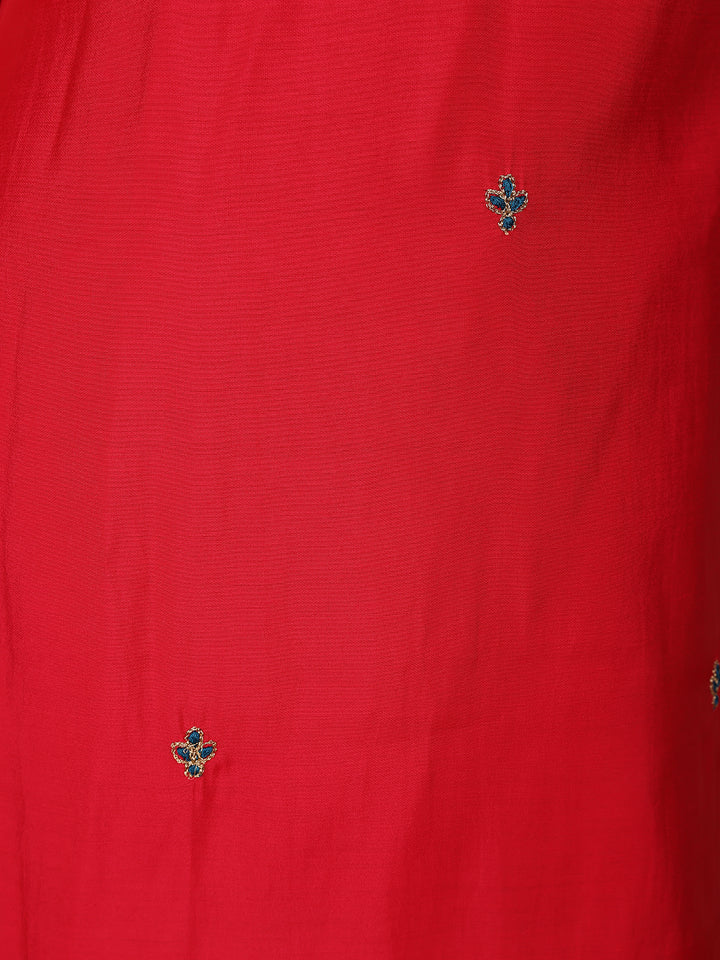 Crimson Red Sequins Embroidery Georgette Salwar Suit - Diadem