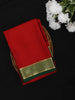 Crimson Red Solid Design Mysore Silk Saree with Contrast Border