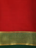 Crimson Red Solid Design Mysore Silk Saree with Contrast Border