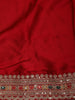 Crimson Red Solid Design Satin Party Wear Saree with Designer Border