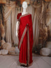 Crimson Red Solid Design Satin Party Wear Saree with Designer Border