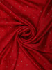 Crimson Red Stone Embellished Design Satin Designer Saree with Scalloped Border