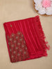 Crimson Red Striped Design Georgette Saree With Designer Blouse