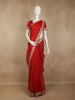 Crimson Red Striped Design Organza Saree with Embroidered Border