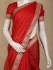Crimson Red Striped Design Organza Saree with Embroidered Border
