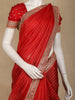 Crimson Red Striped Design Organza Saree with Embroidered Border