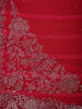 Crimson Red Striped Floral Design Georgette Saree