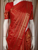 Crimson Red Striped Zari Woven Design Pure Kanchipuram Silk Saree with Zari Border