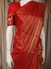 Crimson Red Striped Zari Woven Design Pure Kanchipuram Silk Saree with Zari Border