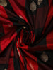 Crimson Red and Black Checked Butta Zari Woven Design Pure Banarasi Silk Party Wear Saree with Zari Border