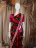 Crimson Red and Black Checked Butta Zari Woven Design Pure Banarasi Silk Party Wear Saree with Zari Border