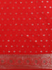 Crimson Vermilion Red Butta Zari Woven Design Banarasi Silk Designer Saree with Stone Work Border