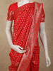 Crimson Vermilion Red Butta Zari Woven Design Banarasi Silk Designer Saree with Stone Work Border