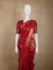 Crimson Vermilion Red Floral Butta Zari Woven Design Pure Kanchipuram Silk Saree with Zari  Border