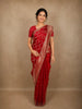 Crimson Vermilion Red Geometric Zari Woven Design Banarasi Silk Designer Saree with Stone Work Border