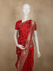 Crimson Vermilion Red Geometric Zari Woven Design Banarasi Silk Designer Saree with Stone Work Border