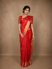Crimson Red Floral Butta Woven Design Pure Kanchipuram Silk Saree with Contrast Border