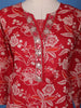 Crimson Red Floral Design Printed Cotton Salwar Suit - Diadem