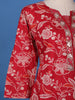 Crimson Red Floral Design Printed Cotton Salwar Suit - Diadem