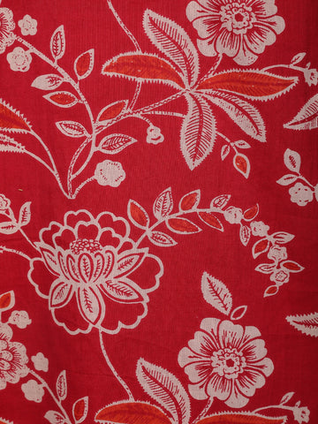 Crimson Red Floral Design Printed Cotton Salwar Suit - Diadem