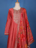 Crimson Red Floral Print Sequins Embellishment Semi Silk Salwar Suit - Diadem