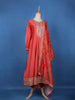 Crimson Red Floral Print Sequins Embellishment Semi Silk Salwar Suit - Diadem