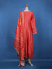 Crimson Red Floral Print Sequins Embellishment Semi Silk Salwar Suit - Diadem