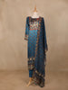 Crystal Teal  Floral Printed Synthetic Salwar Suit
