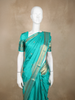 Cyan Blue Annapakshi Motif Woven Pure Kanchipuram Silk Saree with Zari Border